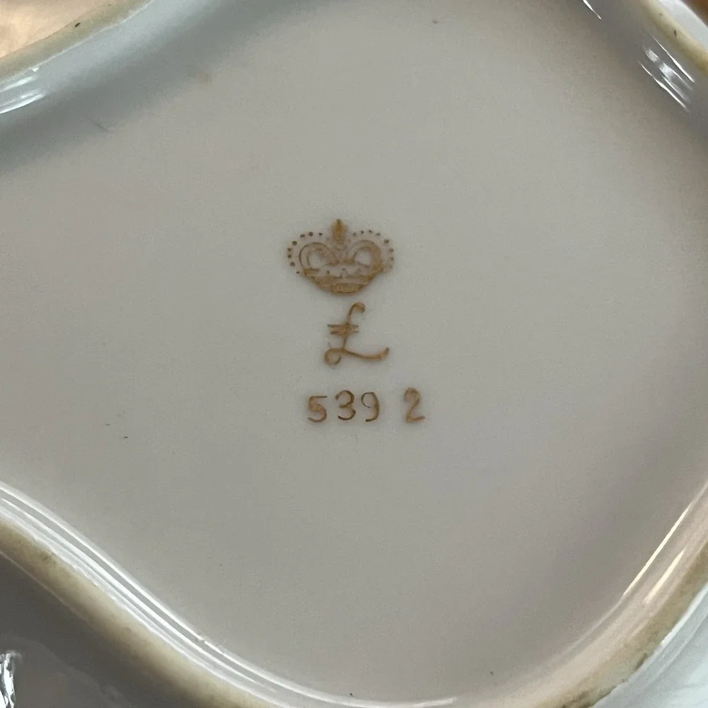 Vintage Lefton Hand Painted Floral Porcelain Trinket Dish Gold Trim‎ Japan